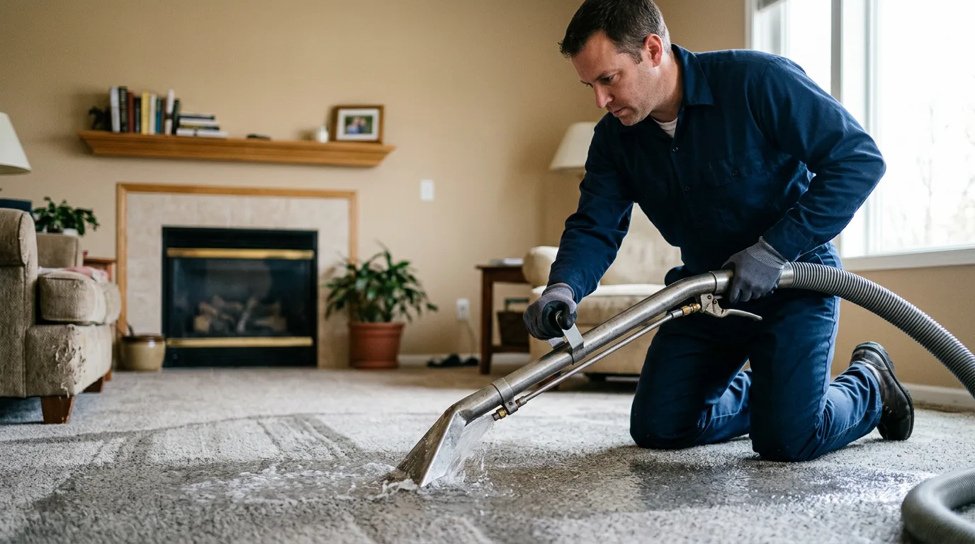 Water damage restoration technician working near Evansdale, IA